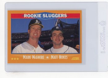 1988 Score Mark McGwire Matt Nokes Rookie Sluggers Baseball Card