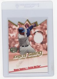 2002 Fleer Focus Jersey Edition Manny Ramirez Kings Of Swing Die Cut Game Used Jersey Baseball Card