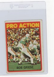 1972 Topps Bob Griese Pro Action Football Card
