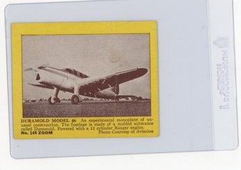 1940s Zoom Gum Duramold Model 46 Airplane Card