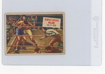 1954 Topps Scoop Dempsey Defeats Willard Boxing Card