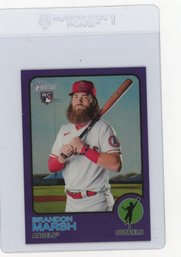 Brandon Marsh Rookie Card 2022 Topps Heritage Hot Box Purple Refractor Baseball Card