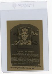 1983 Official Hall Of Fame Metallic Plaque Johnny Bench Baseball Card