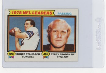 1979 Topps Roger Staubach Terry Bradshaw 1978 NFL Passing Leaders Football Card