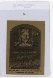1983 Official Hall Of Fame Metallic Plaque Red Schoendienst Baseball Card