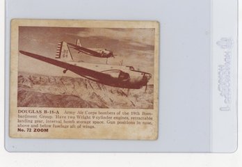 1940 Gum Inc. Zoom Airplane Pictures Seres 1 Douglas B-18-a Airplane Card