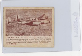 1940 Gum Inc. Zoom Airplane Pictures Series 1 Lockheed P-38 Airplane Card