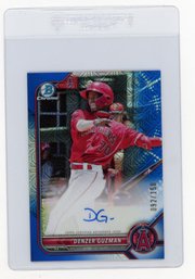 2022 Bowman Mega Box Denzer Guzman Chrome Blue Refractor Autograph Baseball Rookie Card #'d To 150