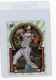 2023 Bowman Gunnar Henderson Rookie Of The Year Favorites Chrome Refractor Baseball Rookie Card