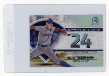 2023 Bowman Ricky Tiedemann Scouts Top 100 Chrome Refractor Baseball Rookie Card