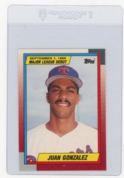 1990 Topps Major League Debut 1989 Juan Gonzalez Baseball Rookie Card