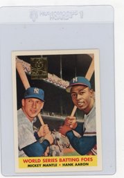 1997 Topps Hank Aaron Mickey Mantle Commemorative Reprints World Series Batting Foes Baseball Card