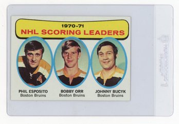 1971 Topps Phil Esposito Bobby Orr Johnny Bucyk NHL Scoring Leaders Hockey Card
