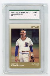 Kevin Costner Rookie Card 1988 Star Durham Bulls Baseball Card Graded SPA Mint 9