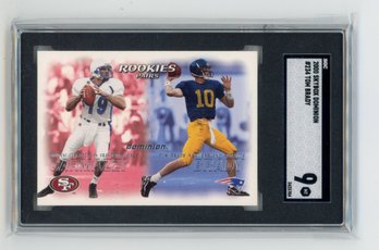 Tom Brady Rookie Card 2000 Fleer Skybox Dominion Football Card Graded SGC Mint 9