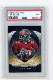 2020 Panini Prizm Tom Brady Brilliance Football Card Graded PSA Mint 9