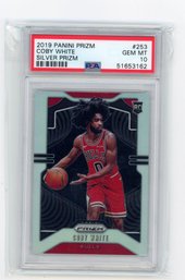 Coby White Rookie Card 2019 Panini Prizm Silver Prizm Refractor Basketball Card Graded PSA Gem Mint 10