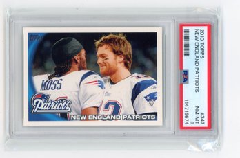 2010 Topps New England Patriots Tom Brady Randy Moss Football Card Graded PSA NM Mint 8