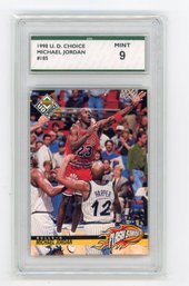 1998 Upper Deck UD Choice Michael Jordan Flash Stats Basketball Card Graded SPA Mint 9