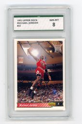 1992 Upper Deck Michael Jordan Basketball Card Graded SPA NM Mint 8
