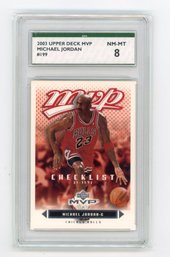 2003 Upper Deck MVP Michael Jordan Checklist Basketball Card Graded SPA NM Mint 8