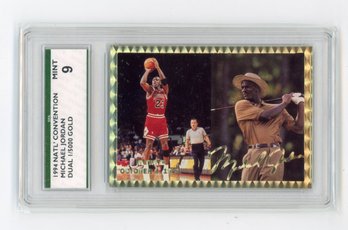 1994 NSCC Michael Jordan Gold Signature Retired Basketball Golf Card #'d To 5000 Graded SPA Mint 9