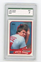 1989 Topps Pete Rose Baseball Card Graded SPA NM 7