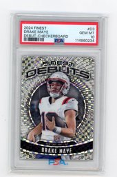 Drake Maye Rookie Card 2024 Topps Finest Debut Checkboard Football Card Graded PSA Gem Mint 10