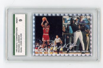 1994 NSCC Michael Jordan Silver Signature Retired Basketball Baseball Card #'d To 5000 Graded SPA Mint 9