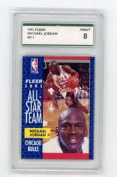 1991 Fleer Michael Jordan All Star Basketball Card Graded SPA Mint 8