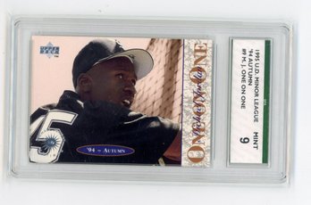 Michael Jordan Rookie Card 1995 Upper Deck Minor League Baseball Card Graded SPA Mint 9