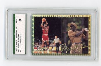 1994 NSCC Michael Jordan Gold Signature Retired Basketball Golf Card #'d To 5000 Graded SPA Mint 9