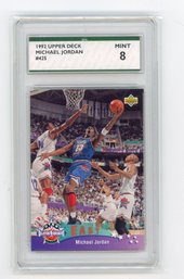 1992 Upper Deck Michael Jordan All Star Basketball Card Graded SPA Mint 8