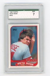 1989 Topps Pete Rose Baseball Card Graded SPA NM 7