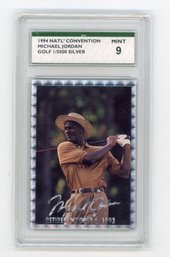 1994 NSCC Michael Jordan Gold Signature Retired Golf Card #'d To 5000 Graded SPA Mint 9