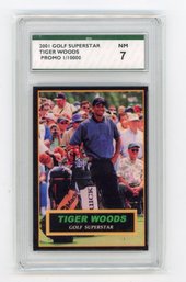 Tiger Woods Rookie Card 2001 Golf Superstar Promo Golf Card #'d To 10000 Graded SPA NM 7