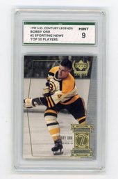 1999 Upper Deck Century Legends Bobby Orr Sporting News Top 50 Players Hockey Card Graded SPA Mint 9