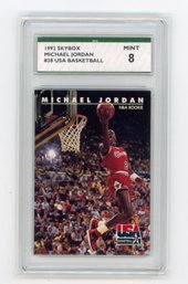 1992 Skybox Michael Jordan USA Basketball Card Graded SPA Mint 8