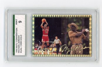 1994 NSCC Michael Jordan Gold Signature Retired Basketball Golf Card #'d To 5000 Graded SPA Mint 9