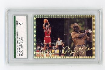 1994 NSCC Michael Jordan Gold Signature Retired Basketball Golf Card #'d To 5000 Graded SPA Mint 9