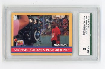 1990 NBA Hoops Michael Jordan Playground Basketball Card Graded SPA NM Mint 8