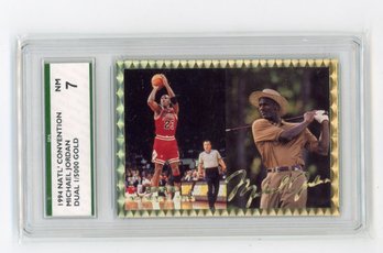 1994 NSCC Michael Jordan Gold Signature Retired Basketball Golf Card #'d To 5000 Graded SPA NM 7