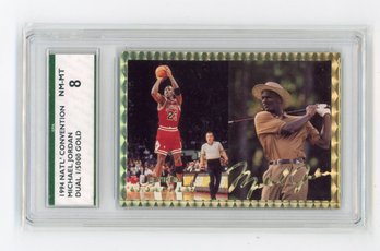 1994 NSCC Michael Jordan Gold Signature Retired Basketball Golf Card #'d To 5000 Graded SPA NM Mint 8