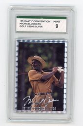 1994 NSCC Michael Jordan Silver Signature Retired Golf Card #'d To 5000 Graded SPA Mint 9