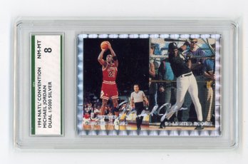 1994 NSCC Michael Jordan Silver Signature Basketball Baseball Card #'d To 5000 Graded SPA NM Mint 8