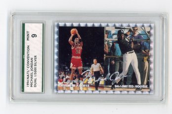 1994 NSCC Michael Jordan Silver Signature Basketball Baseball Card #'d To 5000 Graded SPA Mint 9