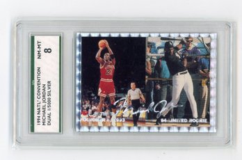 1994 NSCC Michael Jordan Silver Signature Basketball Baseball Card #'d To 5000 Graded SPA NM Mint 8