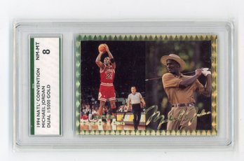 1994 NSCC Michael Jordan Gold Signature Retired Basketball Golf Card #'d To 5000 Graded SPA NM Mint 8