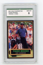 Tiger Woods Rookie Card 2001 Golf Superstar Promo Golf Card #'d To 10000 Graded SPA NM Mint 8