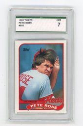 1989 Topps Pete Rose Baseball Card Graded SPA NM 7